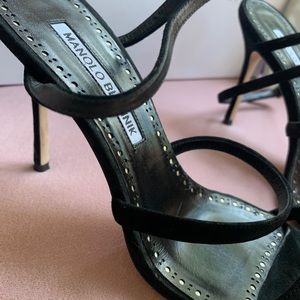 Manolo Blahnik black suede strappy sandals, 36 1/2
